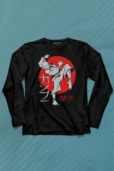 Kung Fu Uzak Doğu Spor Japonca Japanese Uzun Kollu Tişört Baskılı T-Shirt - Thumbnail