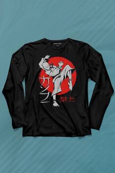 Kung Fu Uzak Doğu Spor Japonca Japanese Uzun Kollu Tişört Baskılı T-Shirt