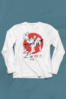 Kung Fu Uzak Doğu Spor Japonca Japanese Uzun Kollu Tişört Baskılı T-Shirt