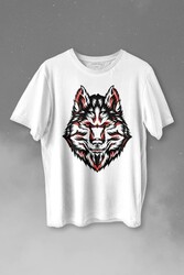 Kurt Kafası Wolf Head Bozkurt Kırmızı Gözlü Baskılı Tişört Unisex T-shirt - Thumbnail