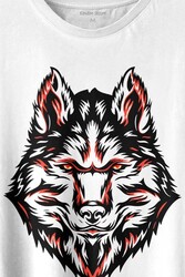 Kurt Kafası Wolf Head Bozkurt Kırmızı Gözlü Baskılı Tişört Unisex T-shirt - Thumbnail