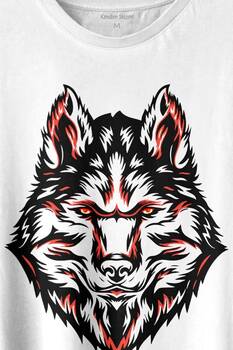 Kurt Kafası Wolf Head Bozkurt Kırmızı Gözlü Baskılı Tişört Unisex T-shirt