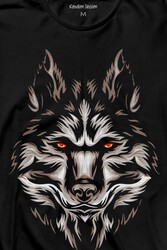 Kurt Kafası Wolf Head Bozkurt Kırmızı Gözlü Uzun Kollu Tişört Baskılı T-Shirt - Thumbnail