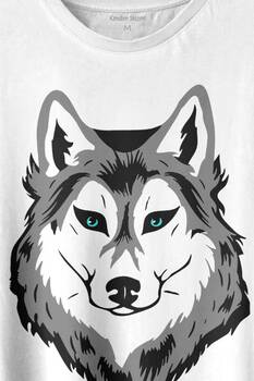 Kurt Kafası Wolf Head Bozkurt Yeşil Gözlü Baskılı Tişört Unisex T-shirt