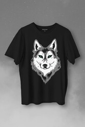 Kurt Kafası Wolf Head Bozkurt Yeşil Gözlü Baskılı Tişört Unisex T-Shirt - Thumbnail