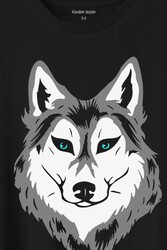 Kurt Kafası Wolf Head Bozkurt Yeşil Gözlü Baskılı Tişört Unisex T-Shirt - Thumbnail