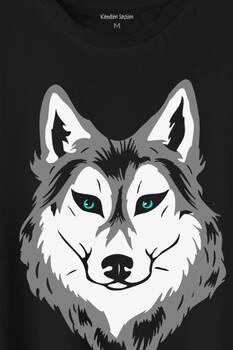 Kurt Kafası Wolf Head Bozkurt Yeşil Gözlü Baskılı Tişört Unisex T-Shirt