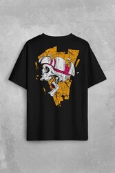 Kurukafa Metal Skull Rock Sırt Ön Baskılı Oversize Tişört Unisex T-Shirt - Thumbnail