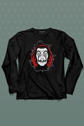 La Casa De Papel Dali Mask Maskesi Uzun Kollu Tişört Baskılı T-Shirt - Thumbnail