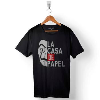 La Casa De Papel Lacasa Half Face Yarım Yüz Baskılı Tişört Unisex T-Shirt