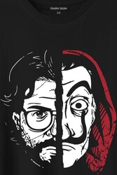 La Casa De Papel Profesör Proffessor Dali Mask Yarım Yüz Half Face Baskılı Tişört Unisex T-Shirt - Thumbnail