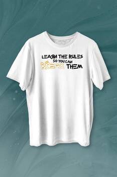 Learn The Rules Break Them Basquiat Kuralları Yık Baskılı Tişört Unisex T-shirt