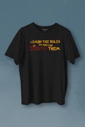 Learn The Rules Break Them Basquiat Kuralları Yık Baskılı Tişört Unisex T-Shirt - Thumbnail