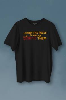 Learn The Rules Break Them Basquiat Kuralları Yık Baskılı Tişört Unisex T-Shirt