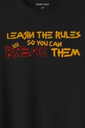 Learn The Rules Break Them Basquiat Kuralları Yık Baskılı Tişört Unisex T-Shirt - Thumbnail