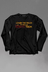 Learn The Rules Break Them Basquiat Kuralları Yık Uzun Kollu Tişört Baskılı T-Shirt - Thumbnail