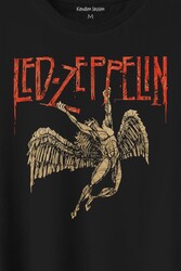 Led Zeppelin Falling Angel Rock Music Baskılı Tişört Unisex T-Shirt - Thumbnail