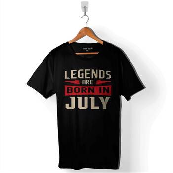 Legends Are Born In July Doğum Günü Hediye Baskılı Tişört Unisex T-Shirt