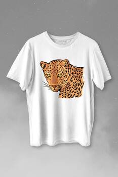 Leopard Face Çıta Lepoar Yüzü Lion Head Baskılı Tişört Unisex T-shirt