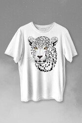 Leopard Face Çıta Lepoar Yüzü Lion Head Baskılı Tişört Unisex T-shirt - Thumbnail