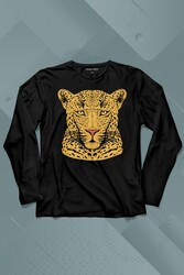 Leopard Face Çıta Lepoar Yüzü Lion Head Uzun Kollu Tişört Baskılı T-Shirt - Thumbnail