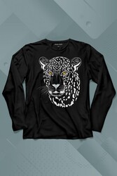 Leopard Face Çıta Lepoar Yüzü Lion Head Uzun Kollu Tişört Baskılı T-Shirt - Thumbnail