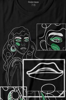 Line Art Kadın Çizim Minimal Baskılı Tişört Çocuk T-shirt