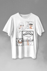 Line Art Kadın Çizim Minimal Baskılı Tişört Unisex T-shirt - Thumbnail