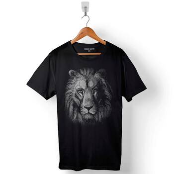 Lion Head Aslan Kafa Arslan Tarasım Baskılı Tişört Unisex T-Shirt