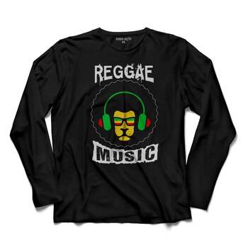 LION RAGGAE MUSIC BOB MARLEY UZUN KOLLU TİŞÖRT