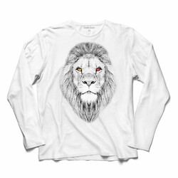 Long Sleeve T-shirt Aslan Kafa Lion Head Uzun Kollu Tişört Baskılı T-Shirt - Thumbnail