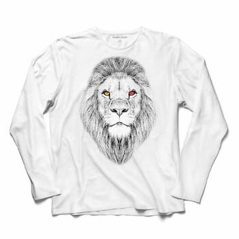 Long Sleeve T-shirt Aslan Kafa Lion Head Uzun Kollu Tişört Baskılı T-Shirt