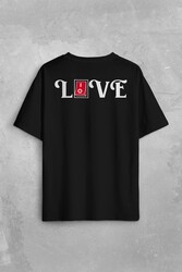 Love Live Tipografi Anahatar Sırt Ön Baskılı Oversize Tişört Unisex T-Shirt - Thumbnail