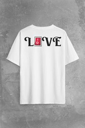 Love Live Tipografi Anahatar Sırt Ön Baskılı Oversize Tişört Unisex T-Shirt - Thumbnail