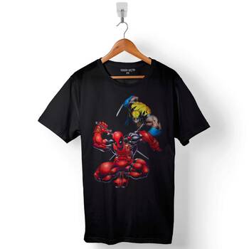 Marvel Deadpool Vs And Wolverine Baskılı Tişört Unisex T-Shirt