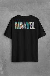 Marvel Spiderman Hulk Deadpool Iron Man Sırt Ön Baskılı Oversize Tişört Unisex T-Shirt - Thumbnail