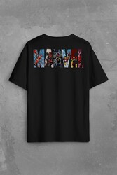 Marvel Spiderman Hulk Deadpool Iron Man Sırt Ön Baskılı Oversize Tişört Unisex T-Shirt - Thumbnail