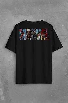 Marvel Spiderman Hulk Deadpool Iron Man Sırt Ön Baskılı Oversize Tişört Unisex T-Shirt