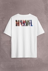 Marvel Spiderman Hulk Deadpool Iron Man Sırt Ön Baskılı Oversize Tişört Unisex T-Shirt - Thumbnail