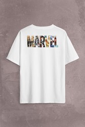 Marvel Spiderman Hulk Deadpool Iron Man Sırt Ön Baskılı Oversize Tişört Unisex T-Shirt - Thumbnail