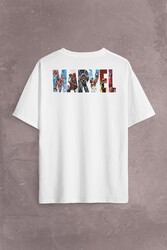 Marvel Spiderman Hulk Deadpool Iron Man Sırt Ön Baskılı Oversize Tişört Unisex T-Shirt - Thumbnail