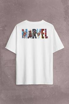 Marvel Spiderman Hulk Deadpool Iron Man Sırt Ön Baskılı Oversize Tişört Unisex T-Shirt