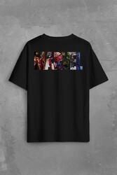 Marvel Spiderman Hulk Deadpool Iron Man Sırt Ön Baskılı Oversize Tişört Unisex T-Shirt - Thumbnail