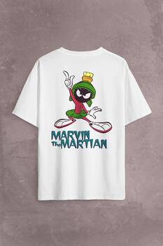 Marvin The Martian Marslı Marvin Çizgi Film Sırt Ön Baskılı Oversize Tişört Unisex T-Shirt