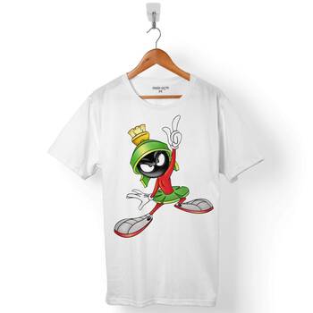 MARVIN THE MARTIAN MARSLI MARVİN LOGO 2 ERKEK TİŞÖRT