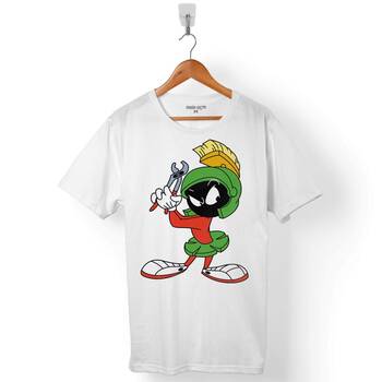 MARVIN THE MARTIAN MARSLI MARVİN LOGO ERKEK TİŞÖRT