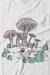 Mashroom Forrest Mantar Orman Outdoor Retro Baskılı Tişört Çocuk T-shirt - Thumbnail