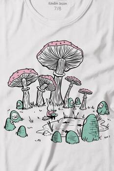 Mashroom Forrest Mantar Orman Outdoor Retro Baskılı Tişört Çocuk T-shirt