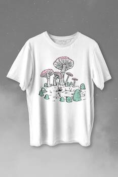 Mashroom Forrest Mantar Orman Outdoor Retro Baskılı Tişört Unisex T-shirt