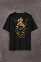 Mask Hannya Demon Maske Japonca Japanese Sırt Ön Baskılı Oversize Tişört Unisex T-Shirt - Thumbnail